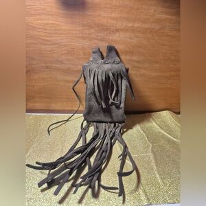 Antique Native American Leather Pouch with Long Fringe Genuine Parfleche Hide